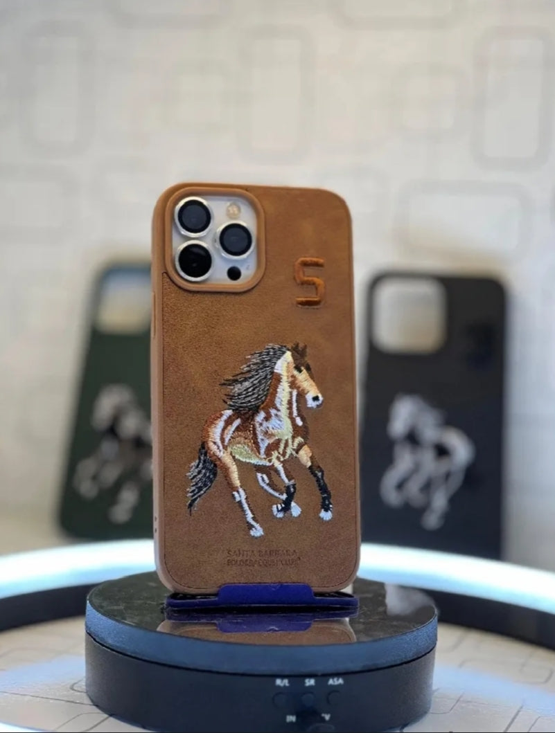 Santa Barbara Polo Premium Leather iPhone Case – 3D Embroidery Shockproof Cover (All Models)