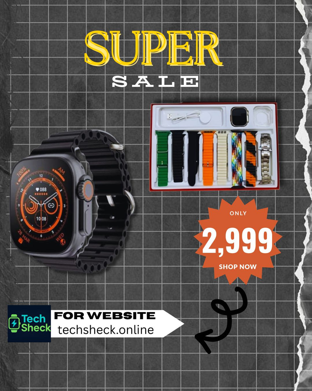 Buy T800 Ultra Smart Watch with 7 Straps | HD Display | Fitness & Health Tracker – TechSheck
