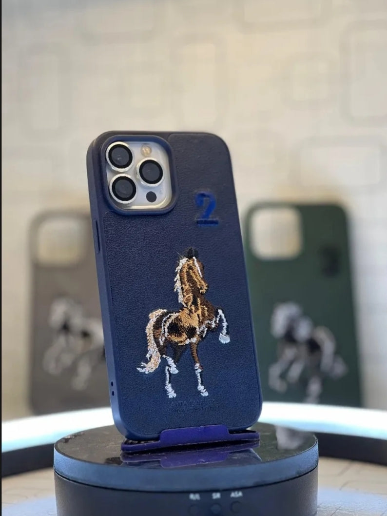 Santa Barbara Polo Premium Leather iPhone Case – 3D Embroidery Shockproof Cover (All Models)