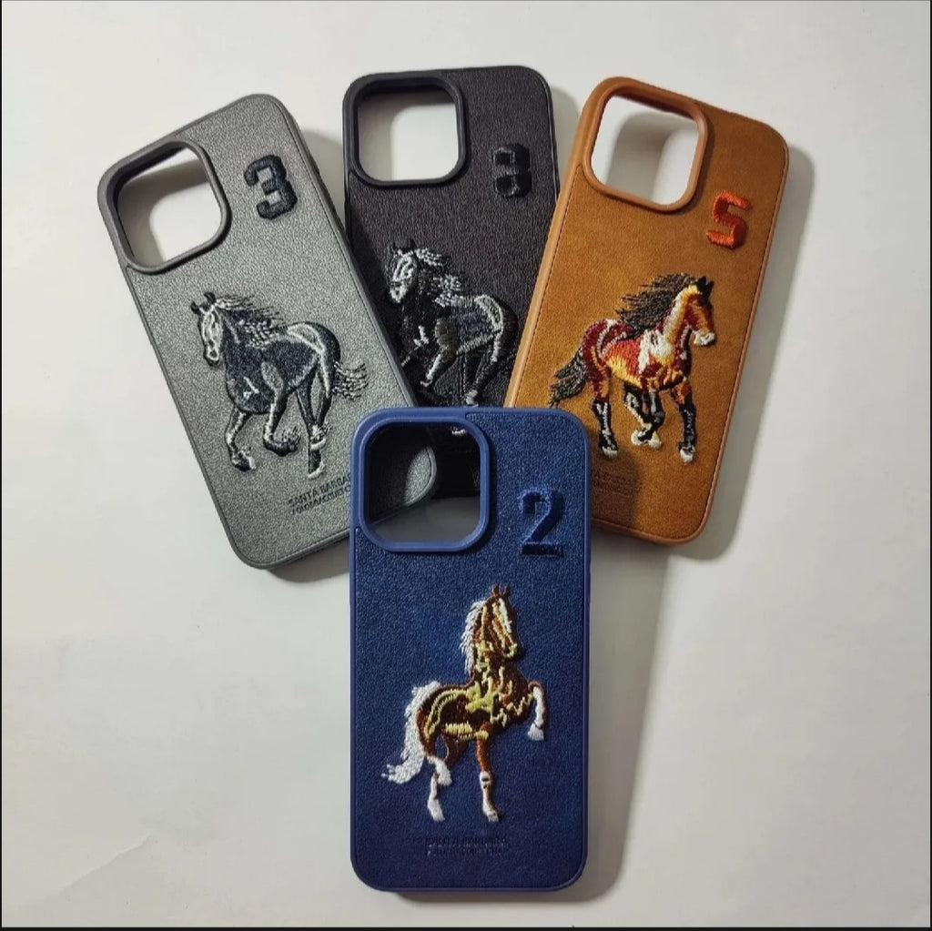 Santa Barbara Polo Premium Leather iPhone Case – 3D Embroidery Shockproof Cover (All Models)
